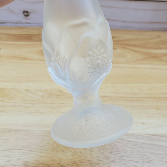 Vintage Fenton Satin Frosted Glass Swung Bud Vase Water Lily Approx 10 inch tall - Picture 3 of 11